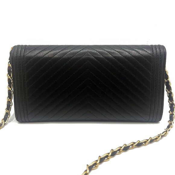 Authentic CHANEL Boy CC Chevron Flap Caviar Wallet Chain Shoulder Crossbody - Picture 7 of 12